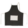 thumbnail image 1 of Delantal de cocina unisex a cuadros negros con bolsillos para cocinar y comer, ideal para chefs y uso en restaurantes, 1 of 2
