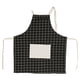 thumbnail image 1 of Delantal de cocina unisex a cuadros negros con bolsillos para cocinar y comer, ideal para chefs y uso en restaurantes, 1 of 2