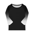 thumbnail image 6 of SERTG Children Casual T Shirts Kids Loose Soft Soid Color Block Crew Neck Tunic Tops 3/4 Sleeve Tees Spring Fall Blouses for 4-15 Years(Black,7 Years), 6 of 7