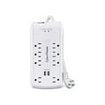 thumbnail image 2 of CyberPower CSP806U Professional 8 - Outlet Surge with 3000 J - Clamping Voltage 600V, 6 ft, NEMA 5-15P, 15 Amp, 2 - 2.4 Amps (Shared) USB, EMI/RFI Filtration, White, RG6 Coaxial Protection, Lifetime, 2 of 16