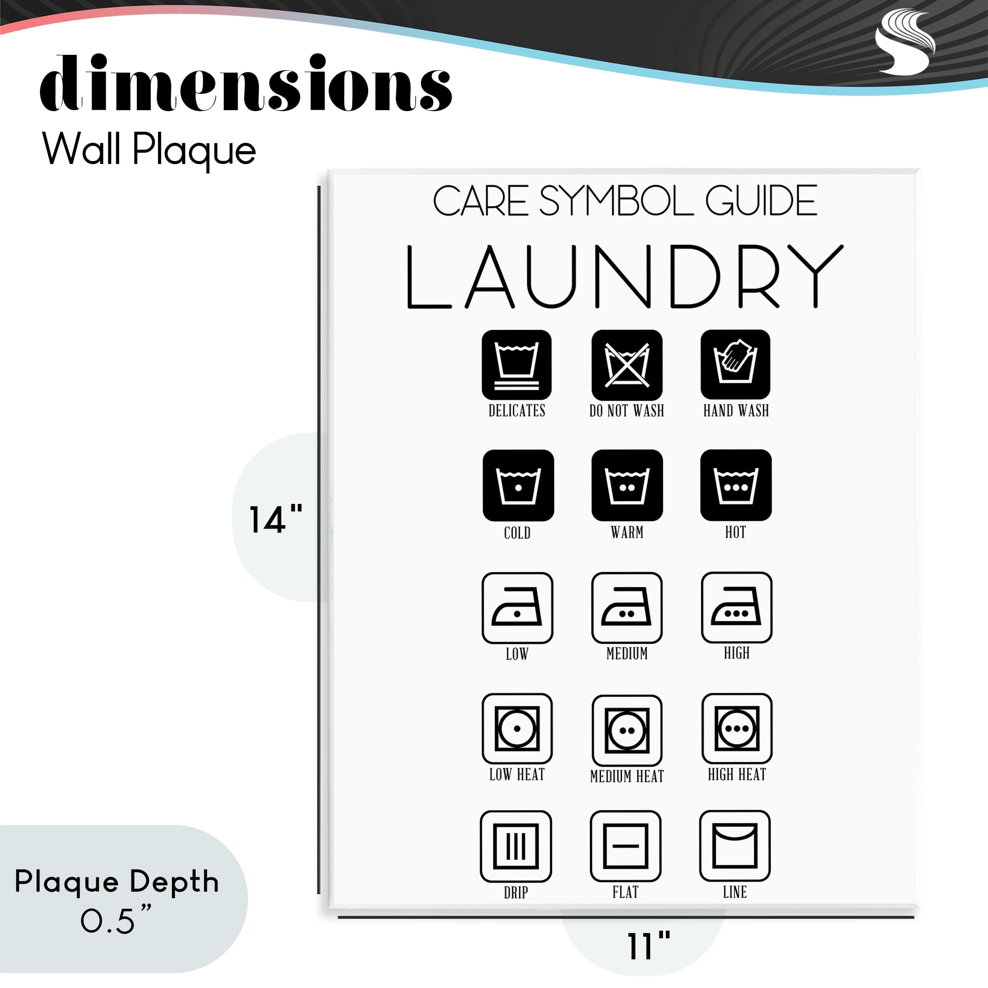 Stupell Industries Laundry Care Symbol Guide Wall Plaque Art, design by SD Graphics Studio