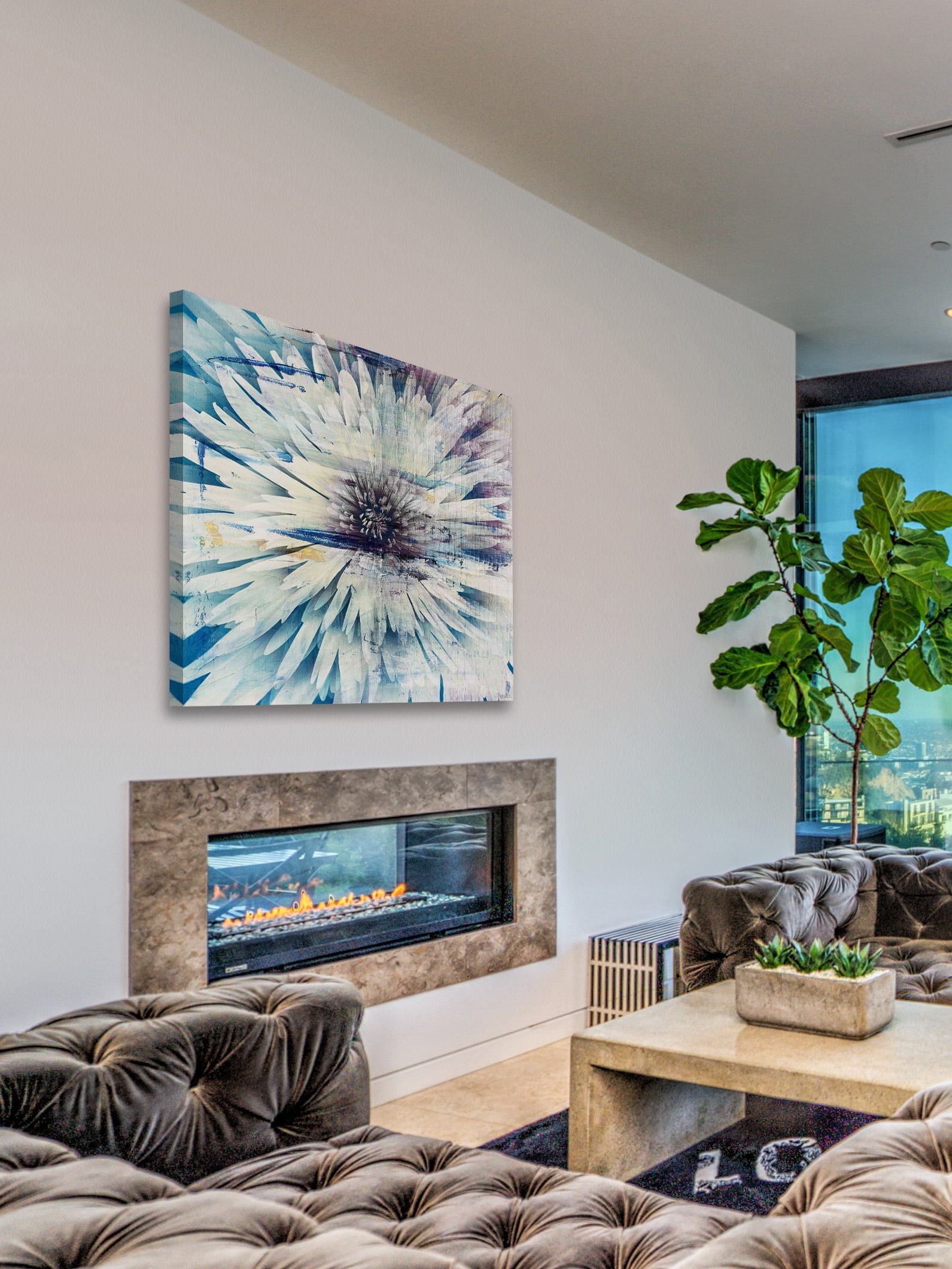 "White Burst Bloom" Painting Print on Wrapped Canvas