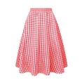 thumbnail image 4 of Cethrio Girls Midi Skirts, Summer Casual A-Line Elastic Waist Plaid Shirts with Pockets Red Size 7-8 T, 4 of 5