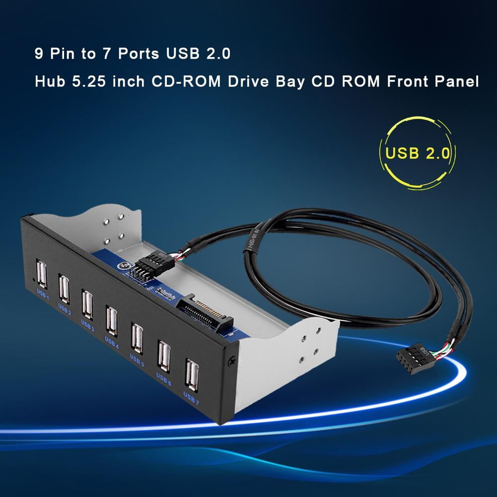 Panel frontal de CD ROM Hub USB 2.0 de 9 pines a 7 puertos de 5,25 ...