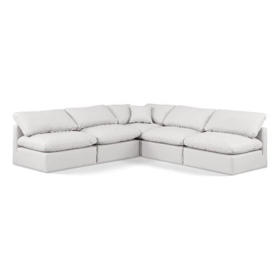 Meridian Furniture Indulge 105" Cream Vegan Leather L-Shaped Modular Sectional