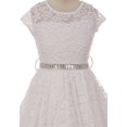 thumbnail image 3 of Little Girls Illusion Lace Top Stone Belt Flowers Girls Dresses White 4 (J19KS88), 3 of 3