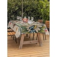 thumbnail image 2 of Outdoor Tablecloth with Umbrella Hole and Zipper, Vintage Daisy Floral Rectangle Table Cloth 60x84 Inch Waterproof Tablecloth, Spring Flowers Botanical Striped Beige Picnic Table Cover for Patio, 2 of 7