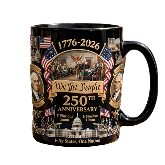Funny 250th Anniversary USA Coffee Mug 1776–2026 Patriotic Flag Novelty Cup, Independence Day July 4th Gift for Men Dad Husband Veteran American Pride Mug