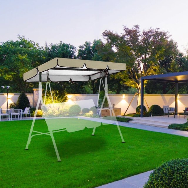 Toldo de tela de poliéster YgkuHd, toldo de repuesto para asiento de jardín, toldo de repuesto doble, funda para asiento de patio exterior (solo cubierta superior) en liquidación