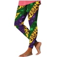thumbnail image 2 of Maqroz Mardi Gras Leopard Print Leggings Glitter Effect Yoga Pants Wild Animal Festival Tights Yellow,M, 2 of 5