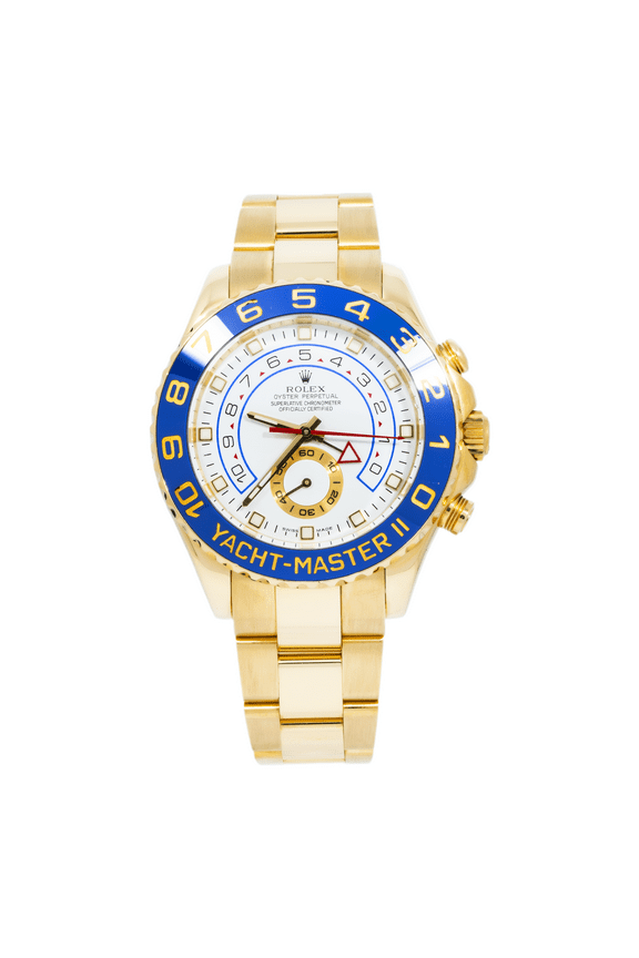 Pre-Owned Rolex Yacht-Master II 116688 44mm 18k Yellow Gold White Dial Blue Ceramic Bezel  Straight Hands (Year 2008 to 2015)