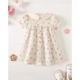 thumbnail image 4 of 4T Baby Girls Dress 5T Girls Short Sleeve Dress Peter-Pan Collar Bubble Sleeve Toddler Girls Summer Floral Dress Apricot, 4 of 9
