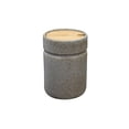 thumbnail image 1 of Creative Co-Op Small Green & Brown Speckled Stoneware Jar with Bamboo Lid, 1 of 5