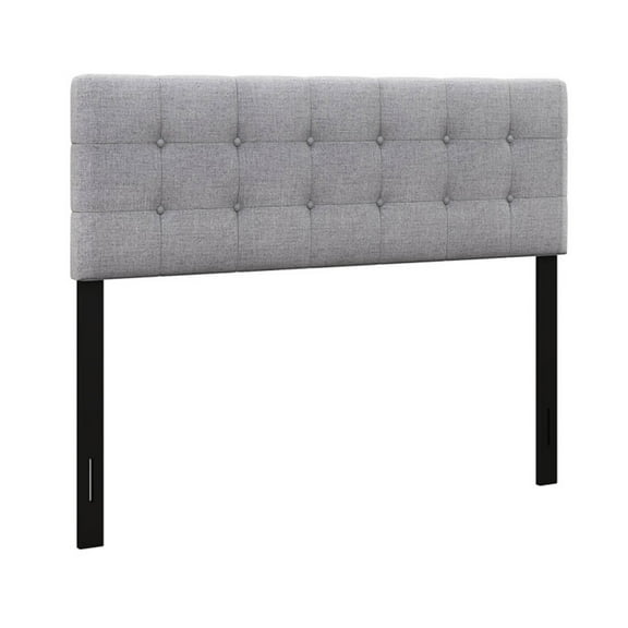 Kepooman Linen Upholstered Headboard with Solid Rubber Wood Legs, Heigh Headboard for Bedroom, Twin, Gray