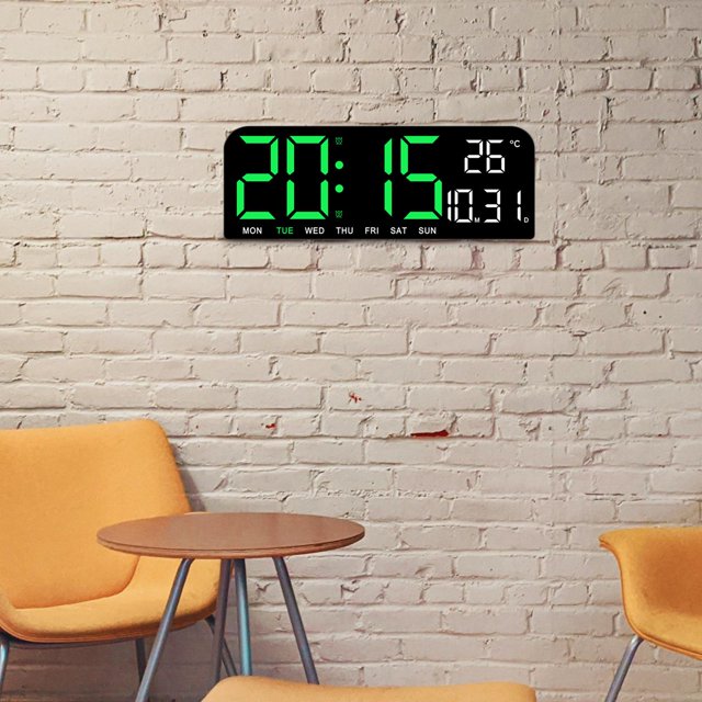 Reloj despertador Digital, ajuste de brillo de 4 niveles, temperatura, fecha, semana, visualización para dormitorio, mesa, pared, sala de estar, Macarena Reloj despertador digital