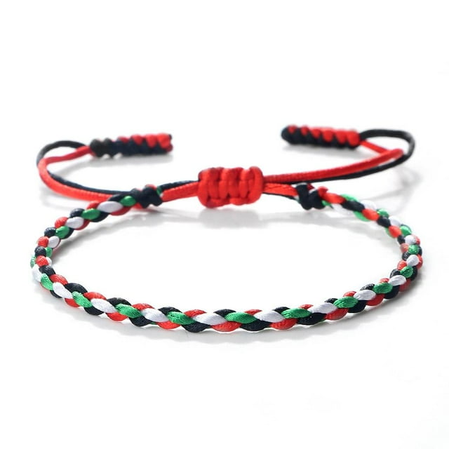 Palestinian Flag Color Briaded Bracelet Women Men Adjustable-Woven ThreadRobe