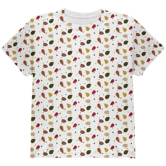 Autumn Leaves Pattern All Over Youth T Shirt Multi YLG