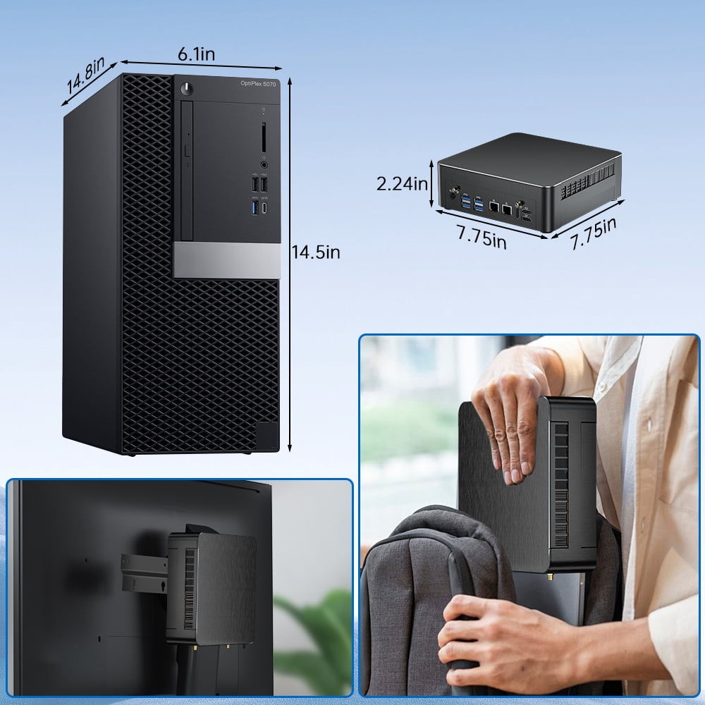 Mini PC with Core i9-9880H 2.3 up to 4.8GHz, 16G DDR4 1T PCIE3.0 NVME SSD, Windows 11 Pro DP/HDMI/Type-C 4K@60Hz Triple Display, 2x2.5G RJ45 LAN, WIFI6E/BT5.3