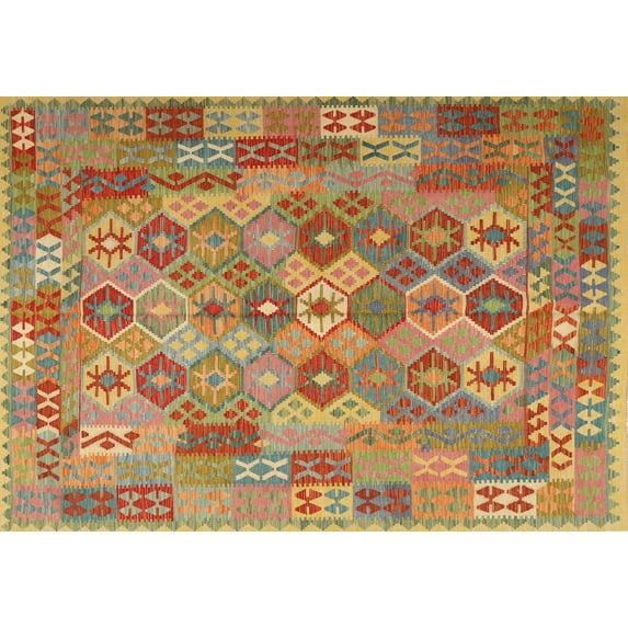Ahgly Company Indoor Rectangle Contemporary Red Southwestern Area Rugs, 2' x 3'