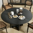 thumbnail image 3 of Cinna 60" Soild Wood Dining Table Rattan Round Kitchen Table, Black, 3 of 6