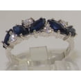 thumbnail image 2 of LBG British Made 14k White Gold Natural Sapphire & Diamond Womens Eternity Ring - Size 4 - 33 size options, 2 of 6