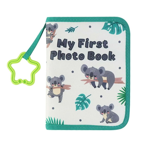 Álbum de fotos para bebé con funda de tela de 5,5 x 7 pulgadas | Libro de recuerdos del primer año del recién nacido | Diseño familiar de jirafa | Bolsillos transparentes duraderos | Libro de recu