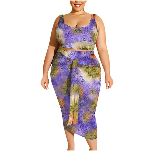 Leutsin Costume Femme Été Imprimé Serré Fesses Décontracté Grande Taille