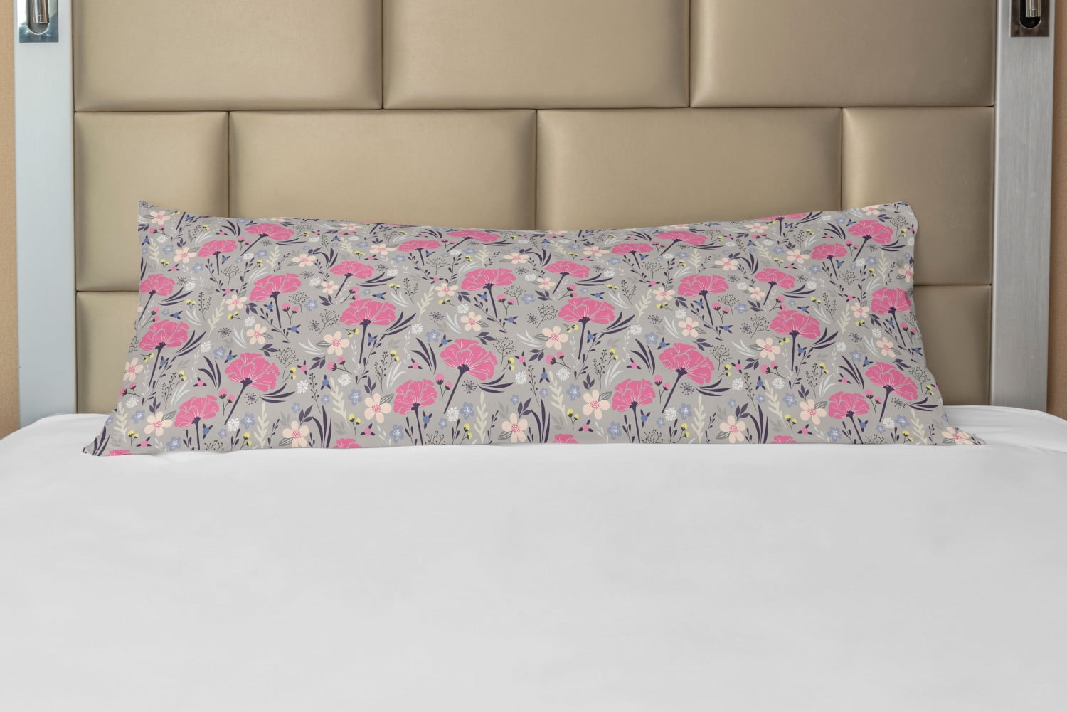 Floral Body Pillow Case Cover with Zipper, Repeating Pattern of
