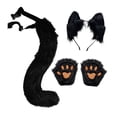 thumbnail image 2 of Conjunto de orejas y cola de gato y zorro, diadema para disfrazarse, fiesta o actuación. Negro, 2 of 8