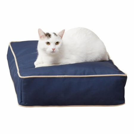 Happy Hounds Stella Navy Indoor/Outdoor Rectangle Pillow Style Cat Bed