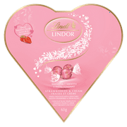 Truffes LINDOR Cœur d’amitié au chocolat blanc aux fraises et à la crème de Lindt – Boîte (63 g)