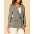 thumbnail image 5 of DARING DIVA Women's Boyfriend Notched Lapel One Button Blazer Suit Plaid Blazer Jacket S Light Coffee, 5 of 7