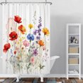 thumbnail image 4 of Nanqianyi Watercolor Poppy Wildflower Shower Curtain,36x72 Inch Waterproof Polyester Bath Curtain With Hooks, 4 of 5