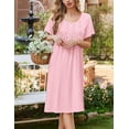 thumbnail image 4 of Ekouaer Cotton Nightgowns for Women Short Sleeve House Dress Pleated Night Gown Button Sleep Shirt Ladies Nightdress, 4 of 6