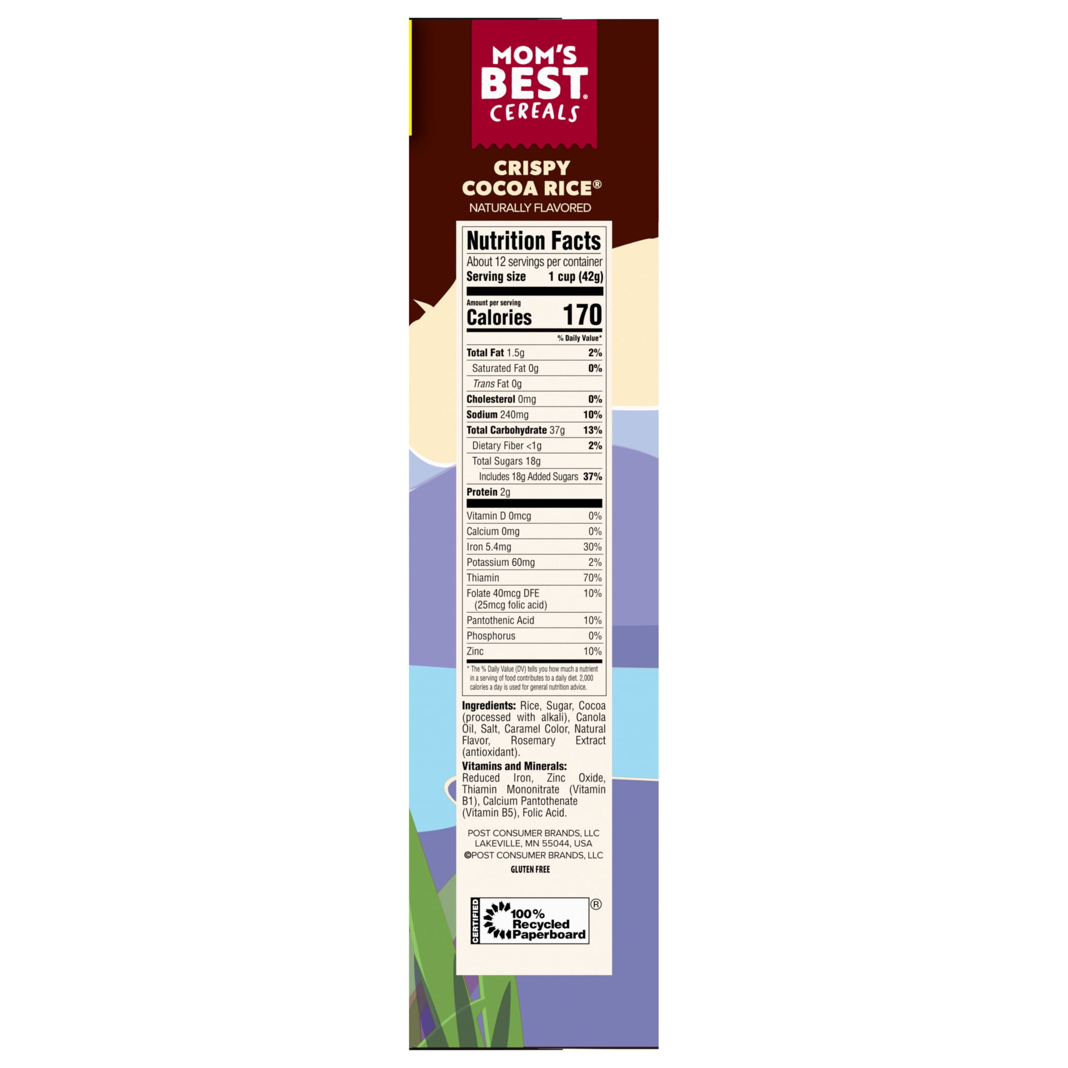 Mom's Best Crispy Cocoa Rice Cereal, Gluten Free, Crunchy Chocolate Breakfast Cereal,  17.5 oz Box