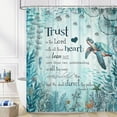 thumbnail image 3 of Beach Sea Turtle Bible Verse Shower Curtain, Cool Turtle on Blue Teal Coastal Nautical Theme Shower Curtain for Bathroom, Underwater Animal Fish Seashell Jellyfish Shower Curtain with Hooks, 70X75IN, 3 of 5