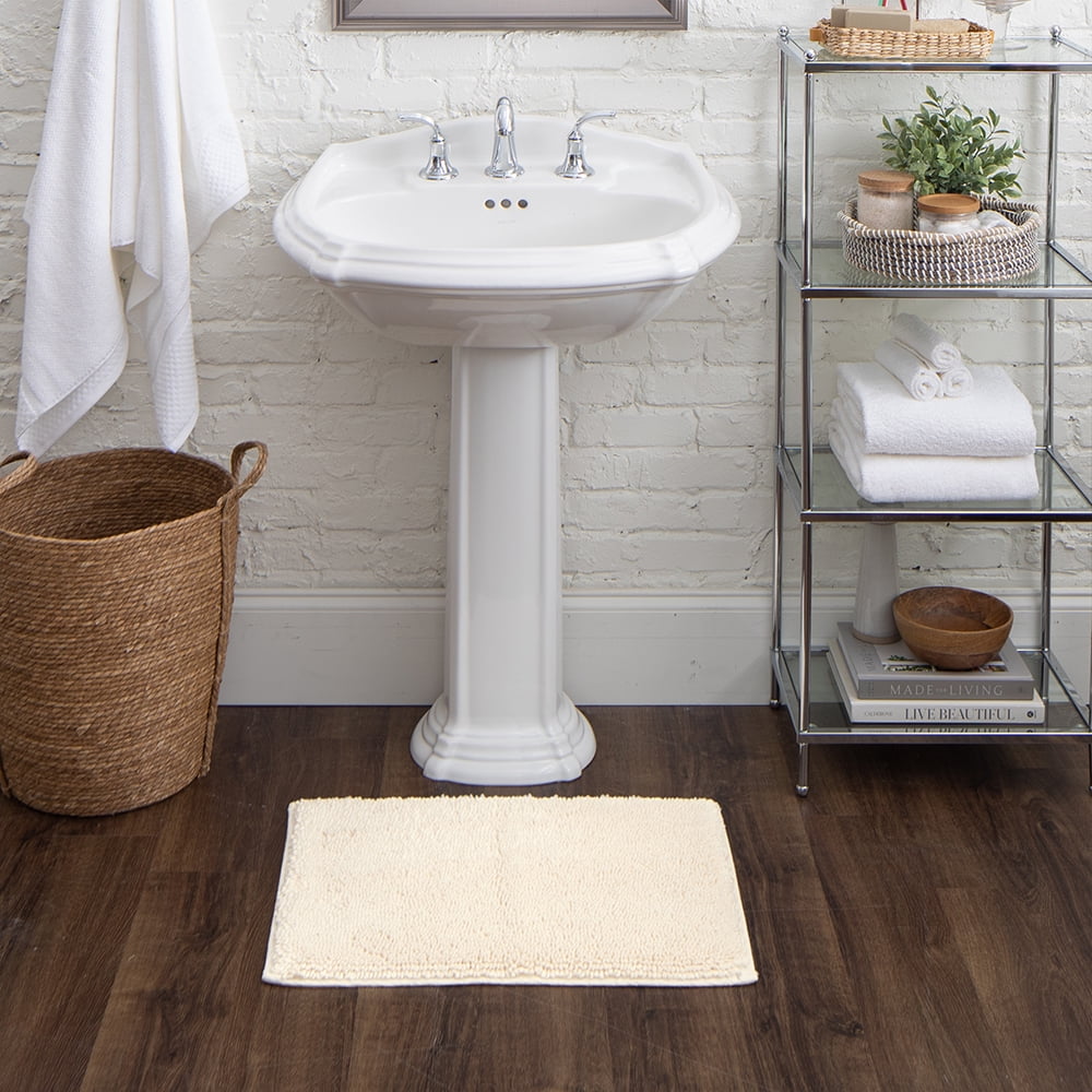 Mohawk Home Classic Cotton Plush Stain/Fade Resistant Non-Slip Washable Bath Mat, Parchment, 1' 9" X 2' 10"