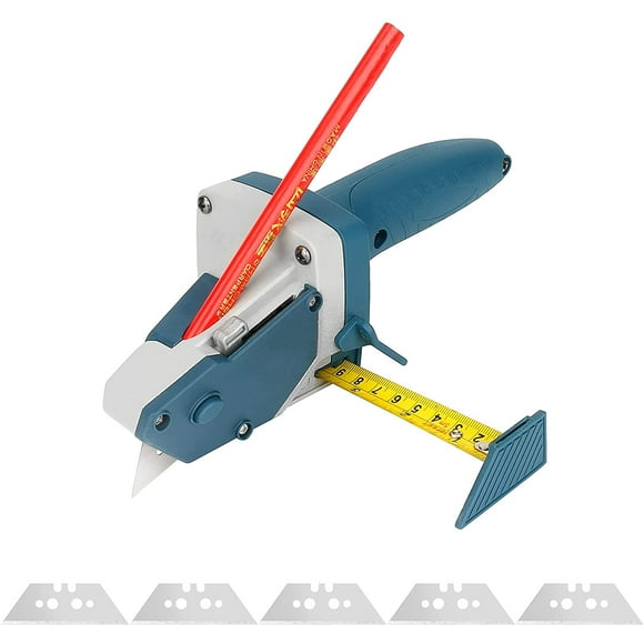 Gypsum Board Cutter with Utility Knife Blades Set of 10, 16ft Measuring Tape Autowind and Lock & 1 Pcs Pencil, Portable Drywall Cutting Tool to Measure, Mark and Cut Wood Carpet Foam Shingles