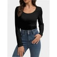 thumbnail image 5 of Womens Long Sleeve Scoop Neck Tops Casual Slim Fitted Basic Shirts, 5 of 6