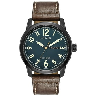 グリーンティさん Citizen Men's Chandler Eco-Drive Watch, Green Dial, Brown Leather