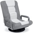 thumbnail image 1 of Songqin Swivel Gaming Chair 360 Degree Multipurpose Floor Chair Rocker for TV, Reading, Playing Video Games w/Lumbar Support, Armrest Handles, Adjustable Foldable Backrest - Gray/White, 1 of 14