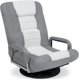 thumbnail image 1 of Songqin Swivel Gaming Chair 360 Degree Multipurpose Floor Chair Rocker for TV, Reading, Playing Video Games w/Lumbar Support, Armrest Handles, Adjustable Foldable Backrest - Gray/White, 1 of 14
