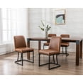 thumbnail image 2 of Guyou Modern Dining Chair Set of 2, Faux Leather Upholstered Side Chair with High Back and Metal Frame for Living Room Dining Room, Brown, 2 of 14
