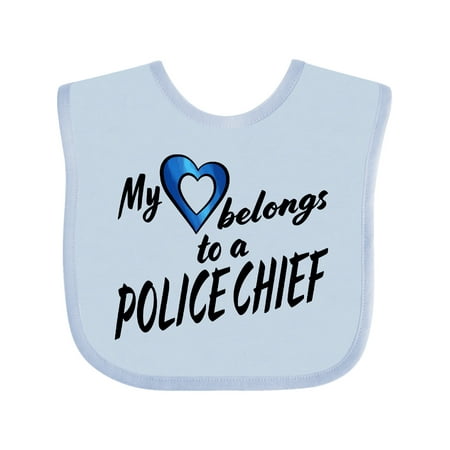 

Inktastic My Heart Belongs to a Police Chief with Blue Heart Gift Baby Boy or Baby Girl Bib
