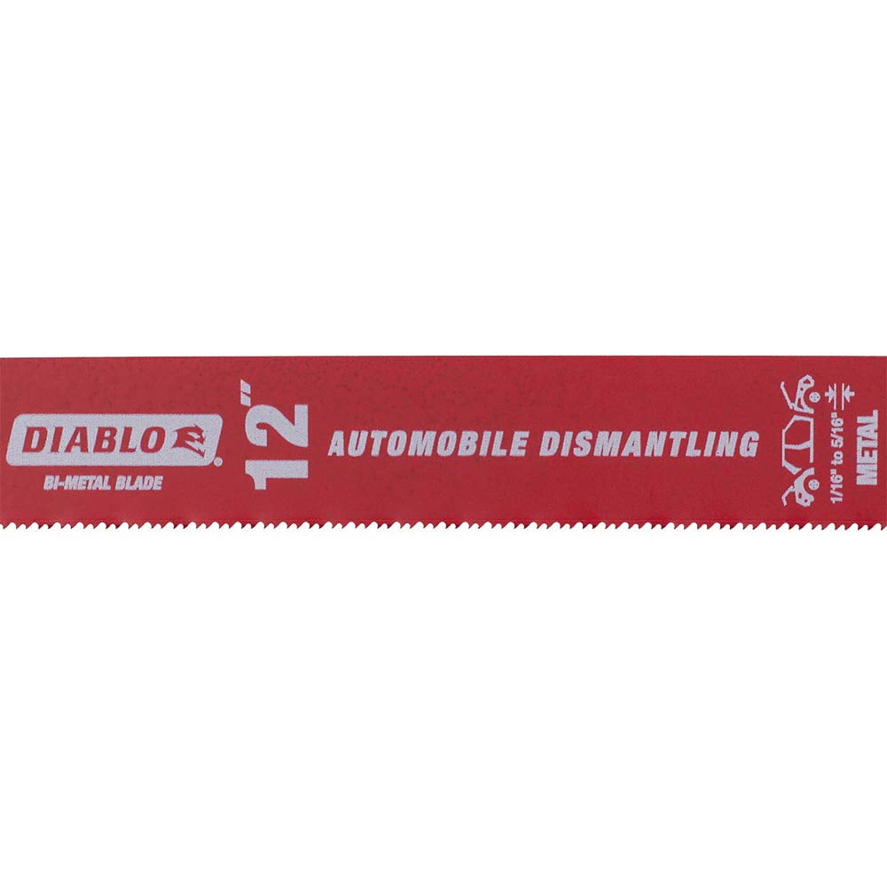 Diablo Bi - Metal Reciprocating Blades with Perma-Shield Coating for Auto Dismantling - 12" Length, Dual Tooth Design, 14/18 TPI, 25-Pack - DS1214WBF25 CA2