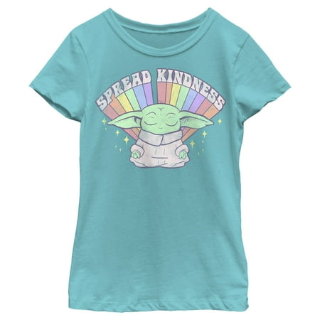 UPC 196199339844 product image for Girl s Star Wars: The Mandalorian Spread Kindness Rainbow Graphic Tee Tahiti Blu | upcitemdb.com