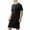 Black, variant on Men Crew Neck Short Sleeve Nightshirt, Loose Side Split Mid Length Pocket Sleep Tunic Loungewear