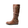thumbnail image 2 of Dream Pairs Women's Suede Knee High Boots Low Hidden Wedge Faux Fur Lining Side Zipper & Buckle, 2 of 7