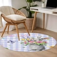 thumbnail image 5 of Round Area Rug 3ft, Happy Easter Words Non-Slip Non-Shedding Floor Mat, Cute Bunny Flowers Butterfly Washable Sturdy Carpet for Living Room Bedroom Home Decor, 5 of 9
