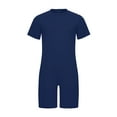 thumbnail image 3 of Raenseen Girls Boys Special Needs Romper Adaptive Clothing Short Sleeve Back Invisible Zipper Jumpsuit Dark Blue 16, 3 of 5
